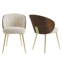 BUN/TOR002/96143 Set of 2 Beige Upholstered Dining Chairs with Wooden Back - Tori