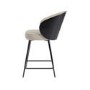 Set of 4 Beige Upholstered Kitchen Stools with Black Wooden Curved Back - Tori