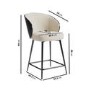 Set of 4 Beige Upholstered Kitchen Stools with Black Wooden Curved Back - Tori