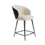 Set of 4 Beige Upholstered Kitchen Stools with Black Wooden Curved Back - Tori