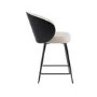 Set of 4 Beige Upholstered Kitchen Stools with Black Wooden Curved Back - Tori