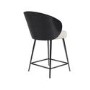 Set of 4 Beige Upholstered Kitchen Stools with Black Wooden Curved Back - Tori