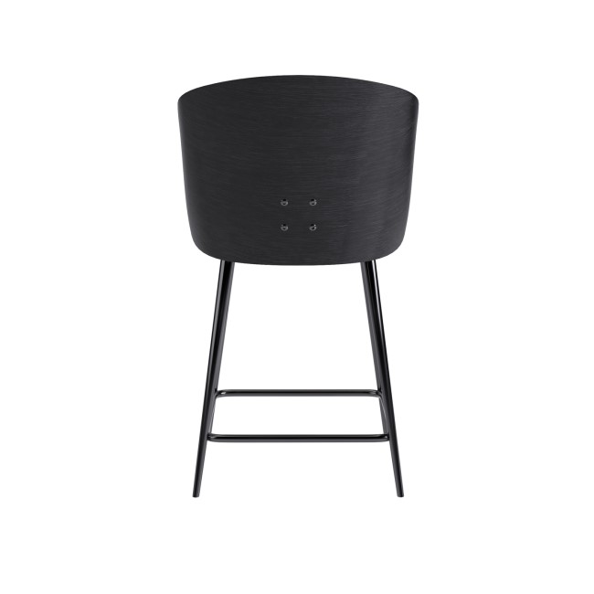 Set of 4 Beige Upholstered Kitchen Stools with Black Wooden Curved Back - Tori