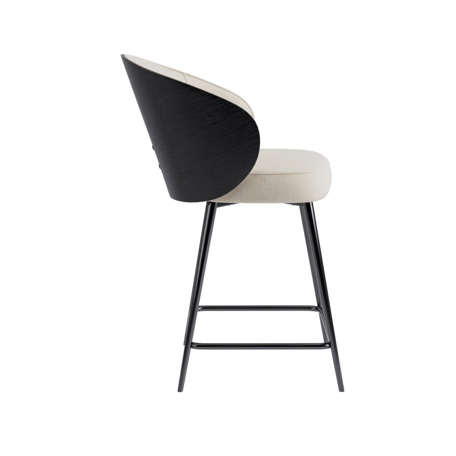 ALMOST PERFECT - Black Wooden Kitchen Stool with Back - Tori