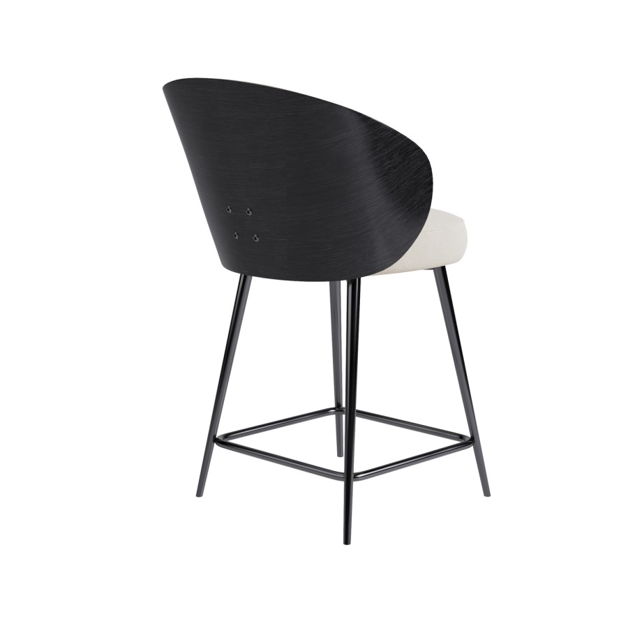 ALMOST PERFECT - Black Wooden Kitchen Stool with Back - Tori