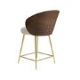 Set of 4 Beige Upholstered Kitchen Stools with Walnut Wooden Curved Back - Tori