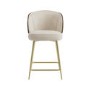 Set of 3 Beige Upholstered Kitchen Stools with Wooden Back - Tori