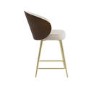 Set of 3 Beige Upholstered Kitchen Stools with Wooden Back - Tori