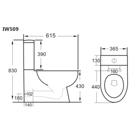 Rimless Close Coupled Back to Wall Toilet with Soft Close Seat