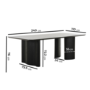 Rectangular Black Wooden Dining Table Set with 6 Grey Real Leather Chairs - Seats 6 - Troy
