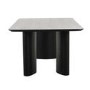 Rectangular Black Wooden Dining Table Set with 6 Grey Real Leather Chairs - Seats 6 - Troy
