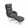 Grey Velvet Recliner Office Chair with Footstool - Tyra