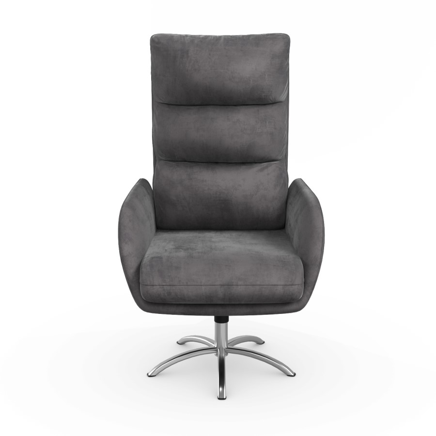 Grey Velvet Recliner Office Chair with Footstool - Tyra