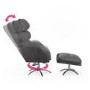 Grey Velvet Recliner Office Chair with Footstool - Tyra
