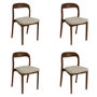 Set of 4 Beige Upholstered Dining Chairs with Walnut Solid Wood Frame - Uma