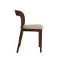 Set of 4 Beige Upholstered Dining Chairs with Walnut Solid Wood Frame - Uma
