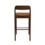 Set of 2 Rust Upholstered Kitchen Stools with Walnut Solid Wood Frames - Uma