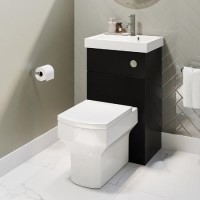 500mm Black Cloakroom Toilet and Sink Unit with Chrome Fittings - Valetta