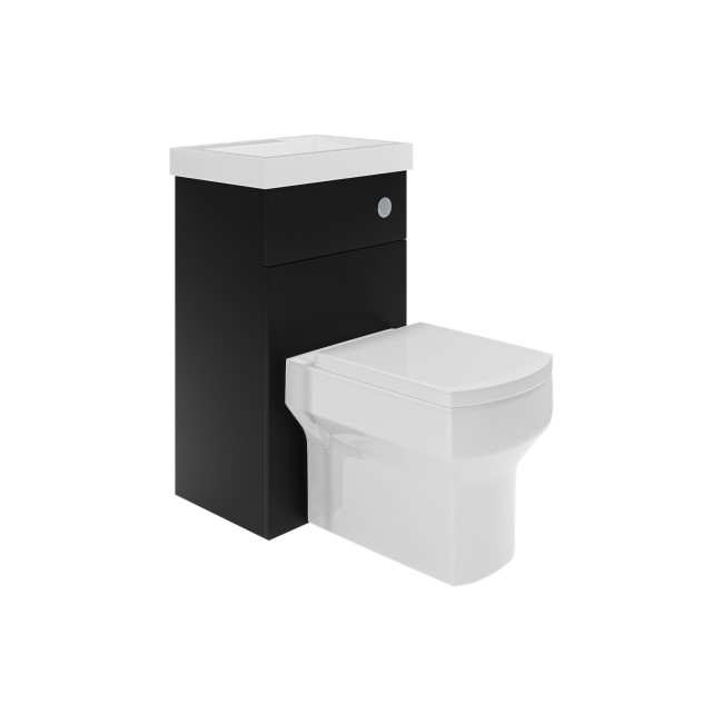 500mm Black Cloakroom Toilet and Sink Unit with Chrome Fittings - Valetta