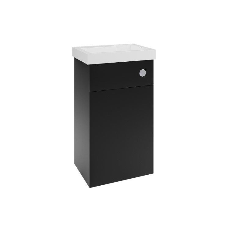 500mm Black Cloakroom Toilet and Sink Unit with Chrome Fittings - Valetta