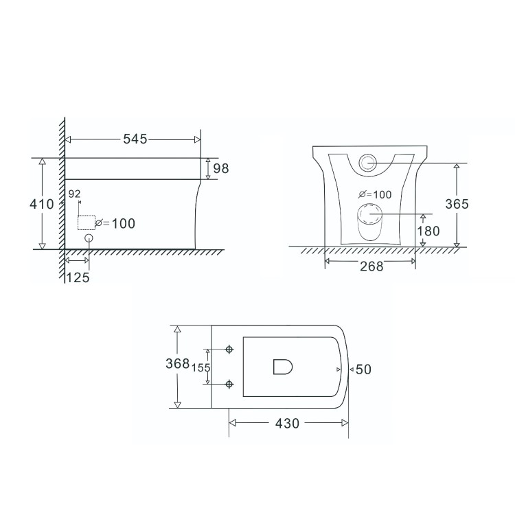 500mm Black Cloakroom Toilet and Sink Unit with Black Fittings - Valetta