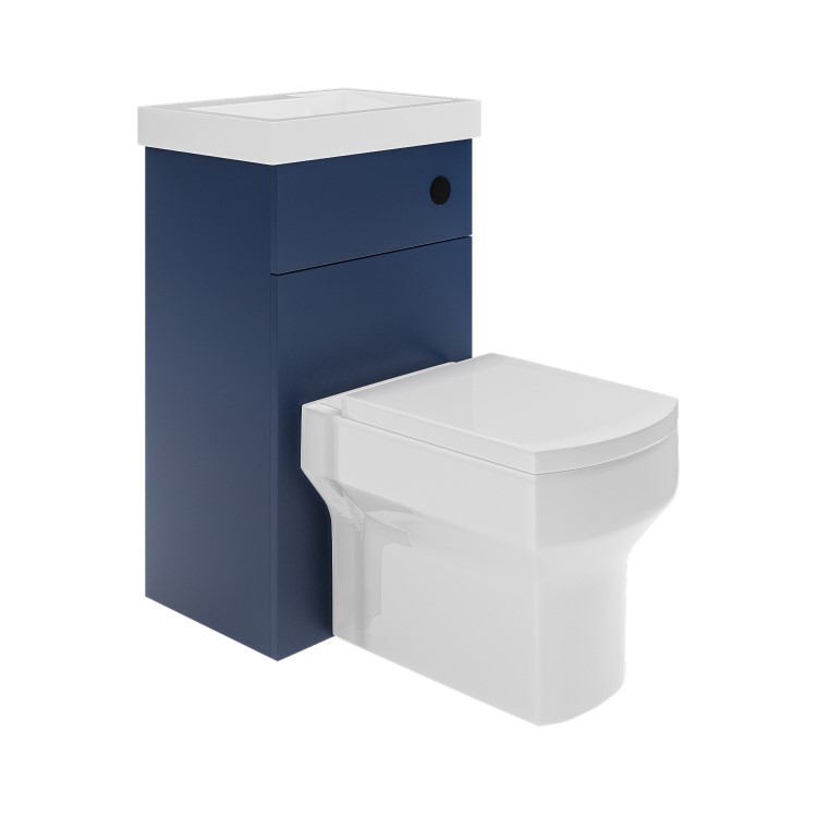 500mm Blue Cloakroom Toilet and Sink Unit with Black Fittings - Valetta