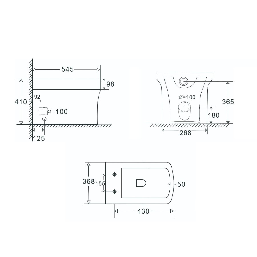 500mm White Cloakroom Toilet and Sink Unit with Black Fittings - Valetta
