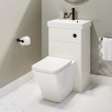 BUN/VALETUW/86528 500mm White Cloakroom Toilet and Sink Unit with Square Toilet and Black Fittings - Valetta