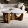 Round Marble and Mango Wood Nest of 2 Tables - Ivan