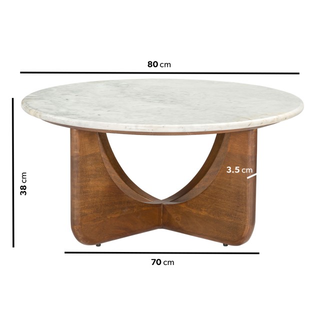 Round Marble and Mango Wood Nest of 2 Tables - Ivan