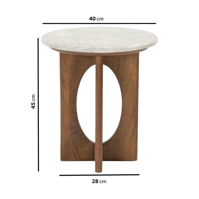 Round Marble and Mango Wood Nest of 2 Tables - Ivan