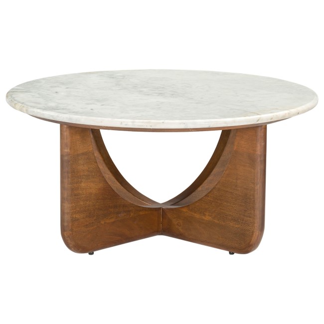 Round Marble and Mango Wood Nest of 2 Tables - Ivan