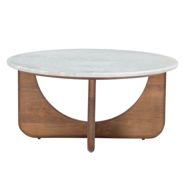 Round Marble and Mango Wood Nest of 2 Tables - Ivan