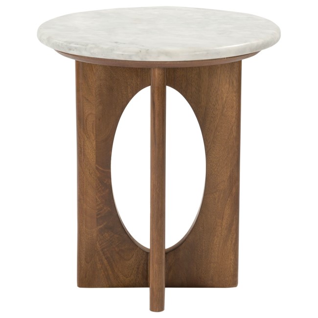 Round Marble and Mango Wood Nest of 2 Tables - Ivan