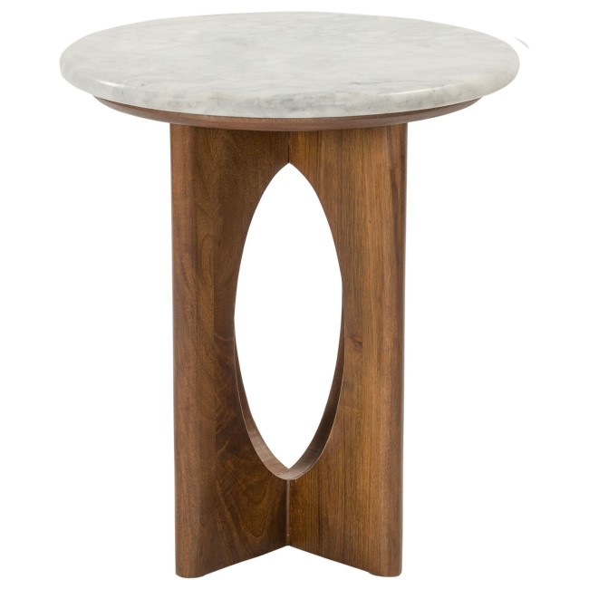 Round Marble and Mango Wood Nest of 2 Tables - Ivan