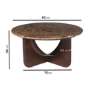 Large Round Brown Marble and Walnut Effect Coffee Table - Ivan
