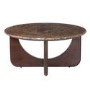 Large Round Brown Marble and Walnut Effect Coffee Table - Ivan