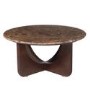 Large Round Brown Marble and Walnut Effect Coffee Table - Ivan
