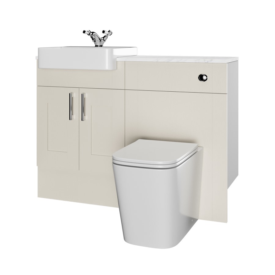 1200mm Beige Toilet and Sink Unit with Chrome Fittings - Vancouver