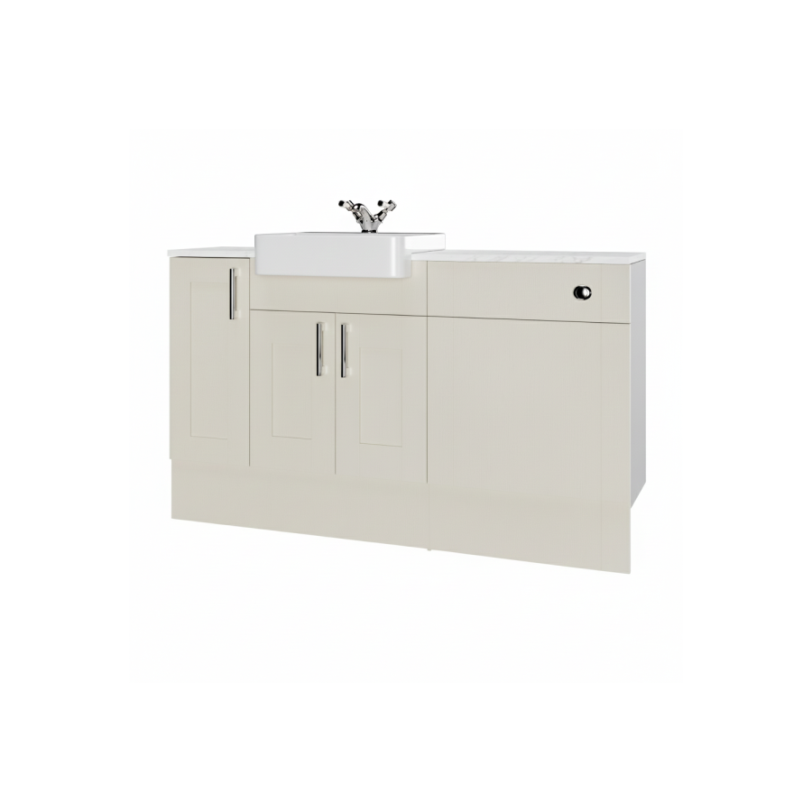1500mm Beige Toilet and Sink Unit with Storage Unit & Chrome Fittings - Vancouver