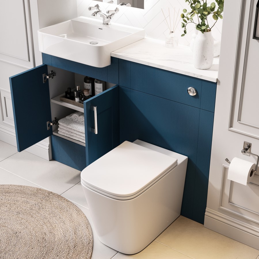 1200mm Blue Toilet and Sink Unit with Chrome Fittings - Vancouver