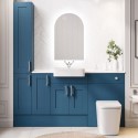 BUN/VAN600BVBL/98158 1800mm Blue Toilet and Sink Unit with Storage Units & Chrome Fittings - Vancouver