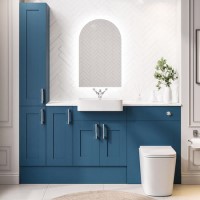 1800mm Blue Toilet and Sink Unit with Storage Units & Chrome Fittings - Vancouver