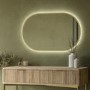 Rectangular Backlit Brass Wall Mirror with Battery Operated Lights 50 x 80cm - Venus