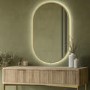 Rectangular Backlit Brass Wall Mirror with Battery Operated Lights 50 x 80cm - Venus