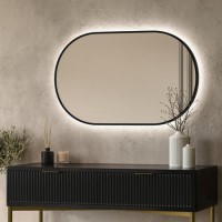 Rectangular Backlit Black Wall Mirror with Battery Operated Lights 50 x 80cm - Venus