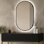 Rectangular Backlit Black Wall Mirror with Battery Operated Lights 50 x 80cm - Venus
