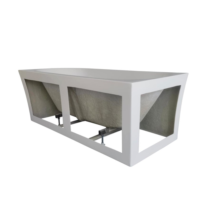 ONLY OPENED - Freestanding Shower Bath Single Ended Left Hand Corner with Brushed Brass Bath Screen 1700 x 750mm - Vigo