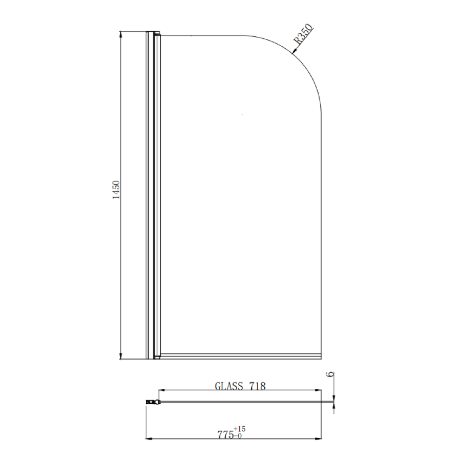 Freestanding Shower Bath Single Ended Right Hand Corner with Brass Bath Screen 1800 x 800mm - Amaro