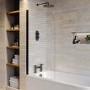 Freestanding Shower Bath Single Ended Right Hand Corner with Black Bath Screen 1800 x 800mm - Amaro